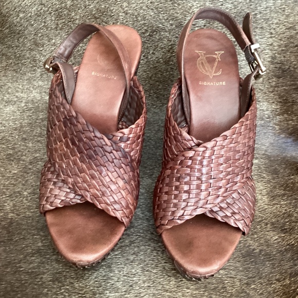 Vince Camuto Signature Vi Lenny Latigo Wrap Leather Wedges - Picture 3 of 11